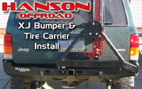 Hanson XJ Cherokee rear bumper and tire carrier install